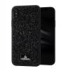 Луксозен твърд гръб с камъни за Samsung Galaxy A70 - черен