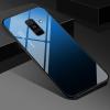 Луксозен стъклен твърд гръб за Samsung Galaxy A6 2018 - преливащ / синьо и черно