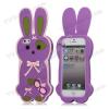Силиконов калъф / гръб / TPU 3D за Apple iPhone 5 / 5S - Lovely Bowknot Rabbit / лилав заек