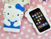 Силиконов калъф /гръб /  ТПУ за Apple Iphone 4 / 4S - Hello Kitty / син