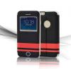 Луксозен калъф Flip тефтер S-View със стойка YOLOPE Dazzling Series за Apple iPhone 6 4.7'' - черно и червено