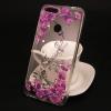 Луксозен силиконов калъф / гръб / TPU с камъни за Huawei Honor 8 - прозрачен / розови цветя
