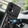 Удароустойчив гръб TPU кейс Slide Camera Case Magnetic Finger Ring Car Holder за Motorola Moto G24 / G04 / E14 - черен