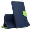 Кожен калъф Flip тефтер със стойка MERCURY Fancy Diary за Huawei P Smart 2021 - тъмно син със зелено