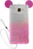 Луксозен силиконов калъф / гръб / TPU 3D за Samsung Galaxy A5 2017 A520 - преливащ / розово и сиво / брокат / миши ушички / 2в1