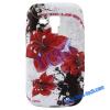 Силиконов калъф /гръб / ТПУ за Samsung Galaxy S Duos S7562 / S7560 / S7580 / S7582 - бял с червени цветя