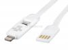 USB Data кабел REMAX за зареждане и пренос на данни 2 в 1 за Apple iPhone 5 / 5S , iPone 6 / iPhone 6 plus / Samsung Micro USB - бял