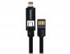 USB Data кабел REMAX за зареждане и пренос на данни 2 в 1 за Apple iPhone 5 / 5S , iPone 6 / iPhone 6 plus / Samsung / HTC / LG / Micro USB - черен