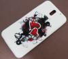 Силиконов калъф / гръб / TPU за HTC Desire 610 - бял / червени сърца