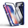 Магнитен калъф Bumper Case 360° FULL за Apple iPhone X / iPhone XS - прозрачен / синя рамка