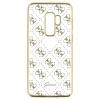 Оригинален силиконов гръб Guess за Samsung Galaxy S9 G960 - прозрачен / златист кант
