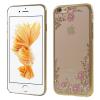Луксозен твърд гръб KAVARO с камъни Swarovski за Apple iPhone 6 / iPhone 6S - прозрачен / розови цветя / златист кант