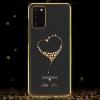 Луксозен твърд гръб KINGXBAR Swarovski Diamond за Samsung Galaxy S20 - прозрачен със златист кант / сърце