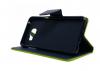 Луксозен кожен калъф Flip тефтер със стойка MERCURY Fancy Diary за LG K4 - зелен със синьо