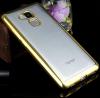 Луксозен силиконов калъф / гръб / TPU за Huawei Honor 5C / Honor 7 Lite - прозрачен / златист кант