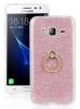 Луксозен силиконов гръб със стойка за Samsung Galaxy J3 / J3 2016 J320 - Rose Gold / брокат