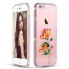 Луксозен силиконов калъф / гръб / TPU с камъни за Apple iPhone 6 / iPhone 6S - оранжеви цветя