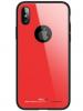Луксозен стъклен твърд гръб ROCK Brilliant Series за Apple iPhone X - червен