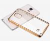 Луксозен силиконов калъф / гръб / TPU за Samsung Galaxy Note 4 N910 - прозрачен / златист кант