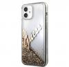 Оригинален гръб 3D Guess Glitter Case за Apple iPhone 12 /12 Pro 6.1'' - златист надпис / златист брокат