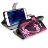 Кожен калъф Flip тефтер Flexi със стойка за Samsung Galaxy J5 J500 - Розово сърце / цветя