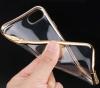 Луксозен силиконов калъф / гръб / TPU USAMS Kim Series за Apple iPhone 7 - прозрачен / златист кант