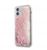 Луксозен гръб 3D Guess Glitter Case за Apple iPhone 12 /12 Pro 6.1'' - прозрачен / розов брокат