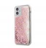 Луксозен гръб 3D Guess Glitter Case за Apple iPhone 12 Pro Max 6.7'' - прозрачен / розов брокат