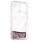 Луксозен гръб 3D Guess Glitter Case за Apple iPhone 12 mini 5.4" - прозрачен / розов брокат