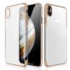 Луксозен твърд гръб Baseus Glitter Clear Case за Apple iPhone XS Max - прозрачен / златист кант