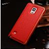 Метален бъмпер / Bumper с кожен гръб за Samsung Galaxy Note 4 N910 / Samsung Note 4 - червен
