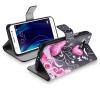 Кожен калъф Flip тефтер Flexi със стойка за Samsung Galaxy J5 J500 - черен / розови сърца и пеперуди