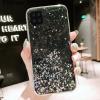 Силиконов калъф / гръб / TPU Brillant Clear Case за Samsung Galaxy A12 - черен / сребрист брокат