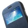 Луксозен кожен калъф Flip тефтер WOW Bumper S-View за Samsung Galaxy Grand I9080 / Grand I9082 / Grand Neo I9060 - Mercury GOOSPERY / син със сив силиконов гръб