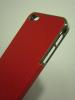 Заден предпазен твърд гръб с кожа за Apple iPhone 5 - червен