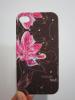Заден предпазен капак за Apple Iphone 4 / 4S - черен с цветя и камъни