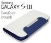Кожен калъф тип тефтер за Samsung GALAXY S3 I9300 / SIII I9300 - бяло със синьо