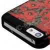 Луксозен кожен калъф Flip тефтер S-View BASEUS Blossom Case за Apple iPhone 5 / iPhone 5S - червени цветя