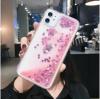 Луксозен гръб 3D Water Case за Samsung Galaxy A72 / A72 5G - прозрачен / течен гръб с розов брокат / сърца