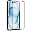 5D full cover Tempered glass Full Glue screen protector iPhone 15 (6.1) / Извит стъклен скрийн протектор с лепило от вътрешната страна за iPhone 15 (6.1) - черен кант