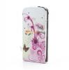 Кожен калъф Flip тефтер за Samsung Galaxy Core i8260 / i8262 - бял с цветя и пеперуда