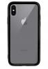Луксозен стъклен твърд гръб за Apple iPhone X - прозрачен / черен кант