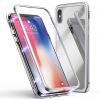 Магнитен калъф Bumper Case 360° FULL за Apple iPhone X / iPhone XS - прозрачен / сребриста рамка