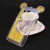 Луксозен силиконов калъф / гръб / TPU 3D за Samsung Galaxy J3 / Galaxy J3 2016 J320 - прозрачен / златист брокат / миши ушички