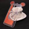 Луксозен силиконов калъф / гръб / TPU 3D за Samsung Galaxy J3 / Galaxy J3 2016 J320 - прозрачен / оранжев брокат / миши ушички