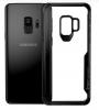 Луксозен твърд гръб със силиконов кант IPAKY за Samsung Galaxy J4 2018 - прозрачен / черен кант