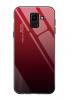 Луксозен стъклен твърд гръб за Samsung Galaxy J6 2018 - преливащ / червено и черно