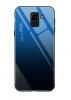 Луксозен стъклен твърд гръб за Samsung Galaxy J6 2018 - преливащ / синьо и черно
