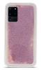 Луксозен твърд гръб 3D Water Case за Samsung Galaxy S20 Ultra - прозрачен / течен гръб с брокат / розов / перли
