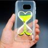 Силиконов калъф / гръб / TPU 3D за Samsung Galaxy A5 2016 A510  - прозрачен с цикламен брокат / пясъчен часовник / сърца /